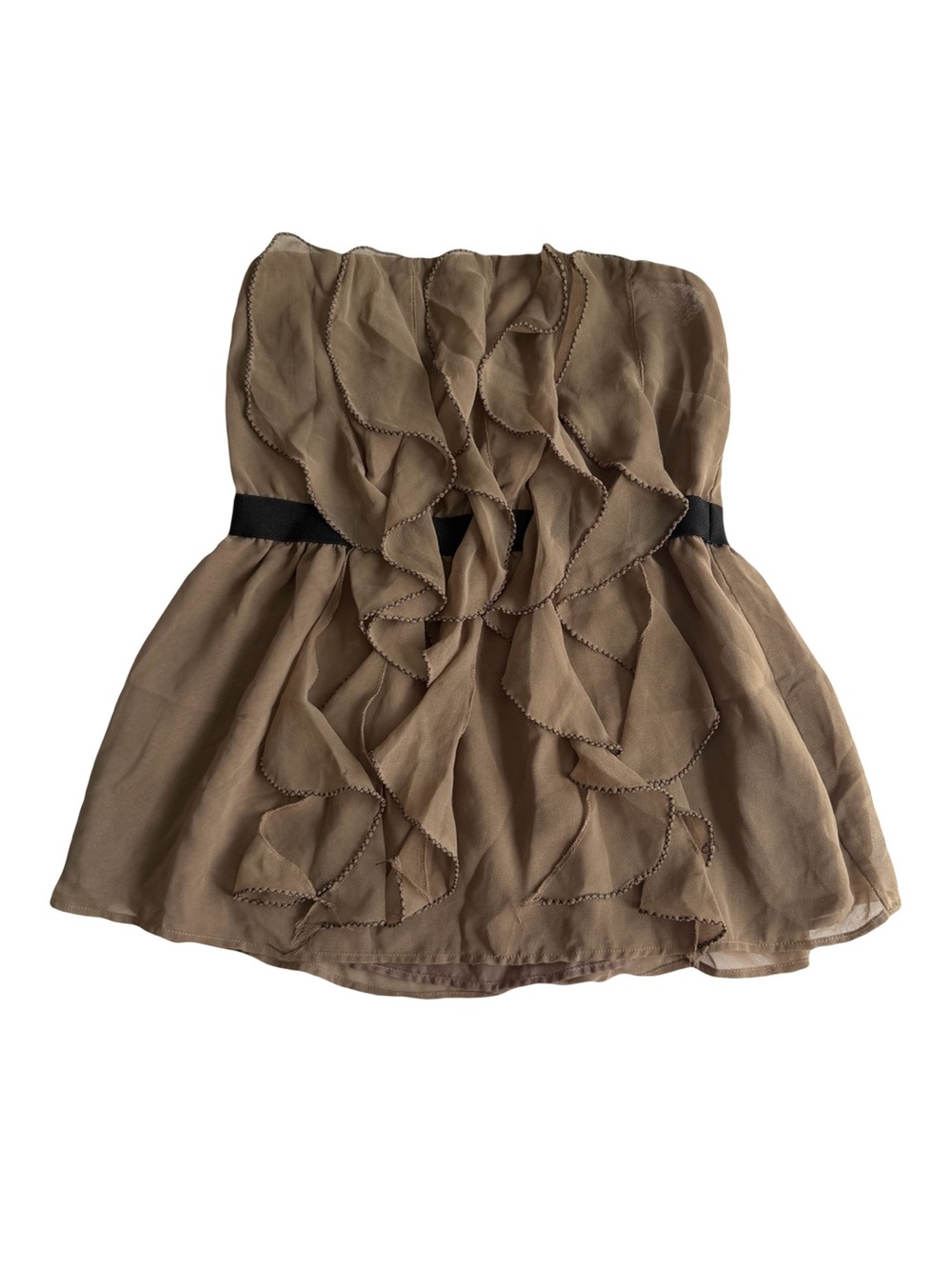 Y2K Strapless Ruffle Chiffon Top